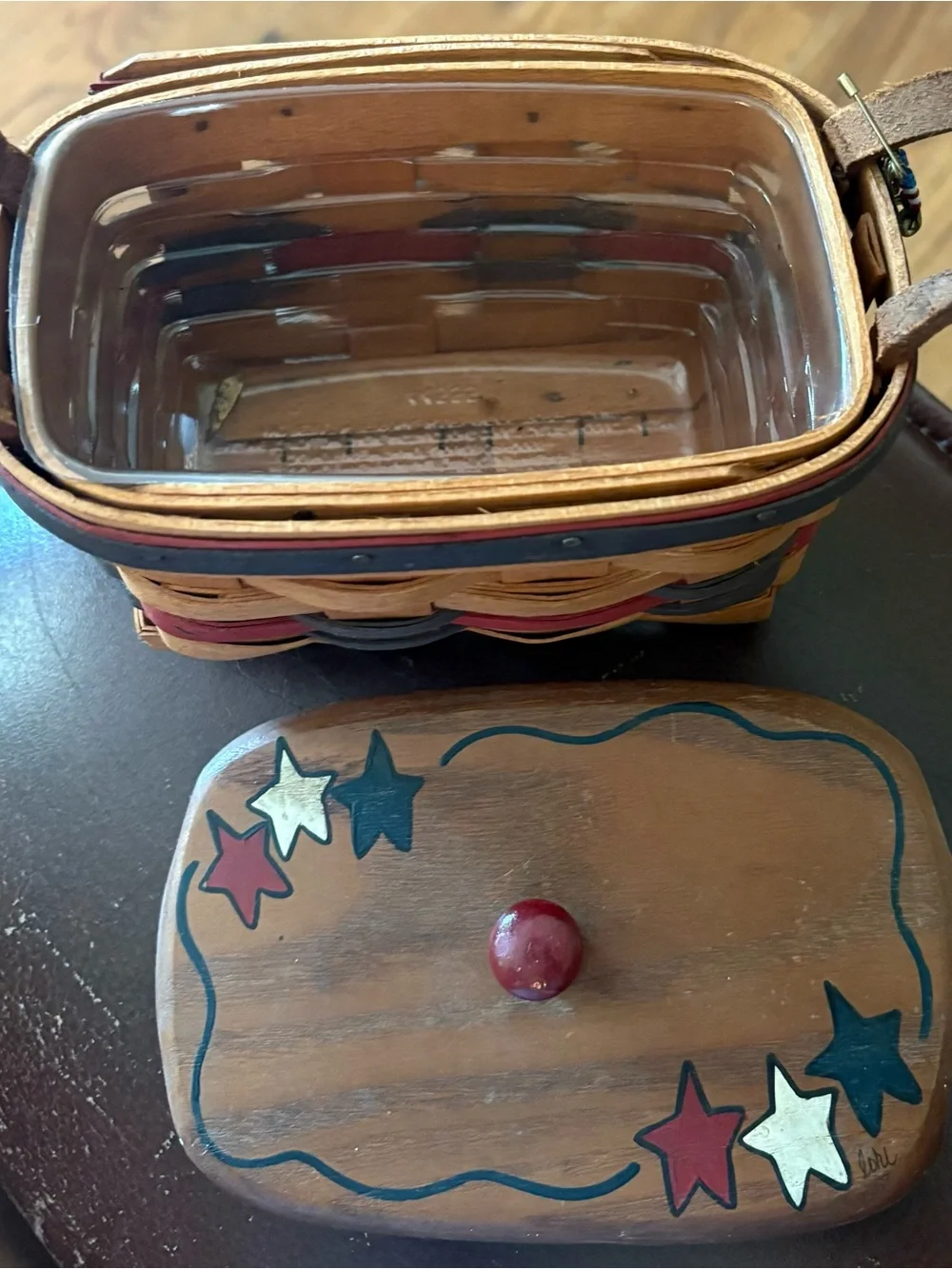 Longaberger Patriotic Basket w/wooden lid, EUC